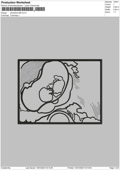Photoline 006 Embroidery File 6 sizes