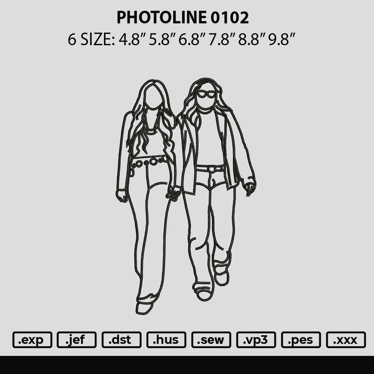 Photoline 0102 Embroidery File 6 sizes