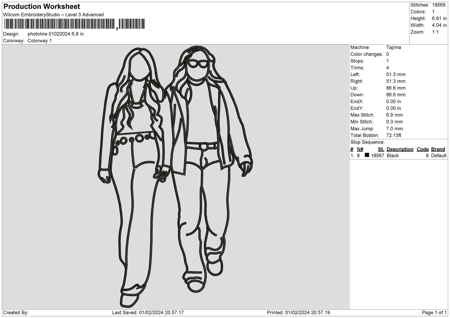 Photoline 0102 Embroidery File 6 sizes