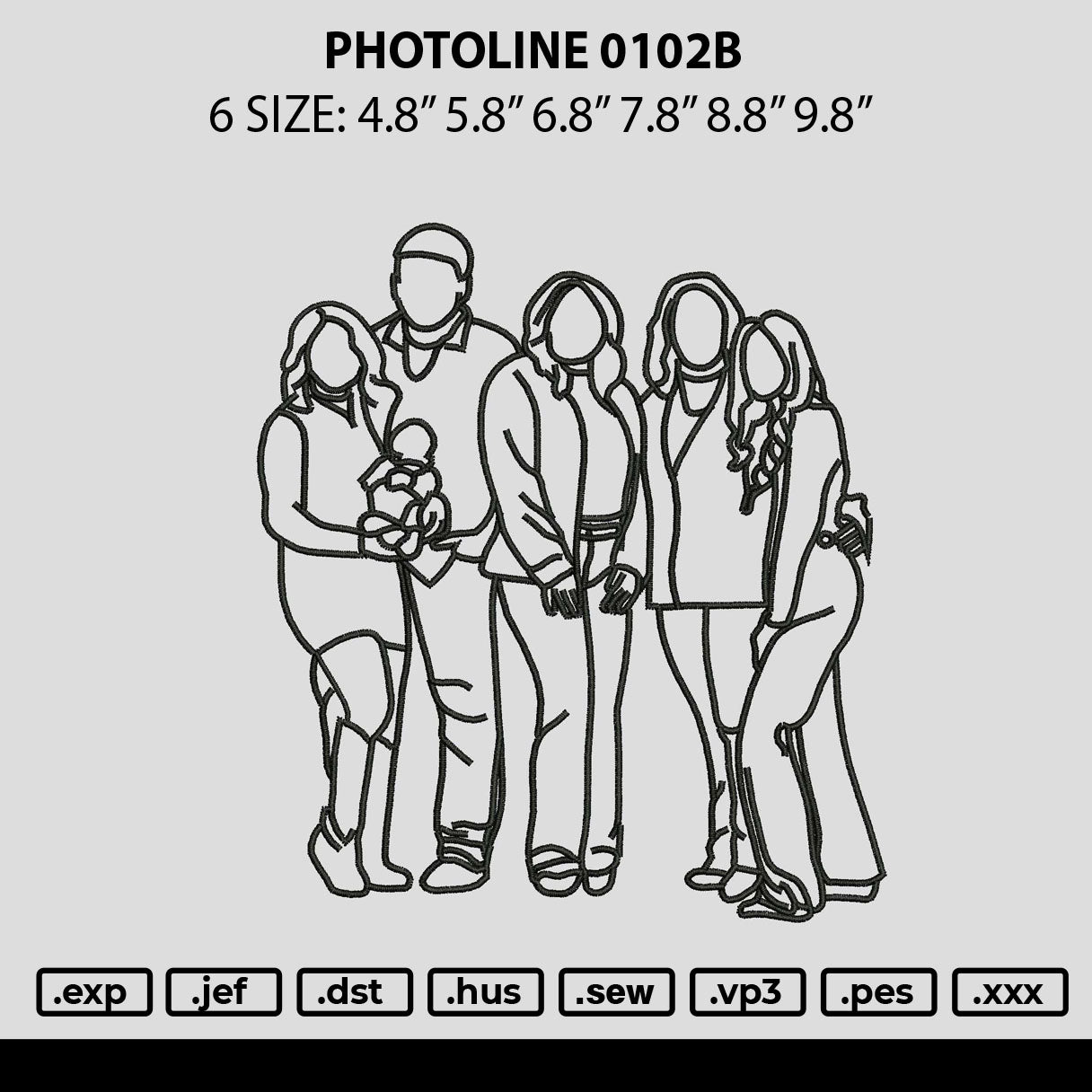 Photoline 0102b Embroidery File 6 sizes