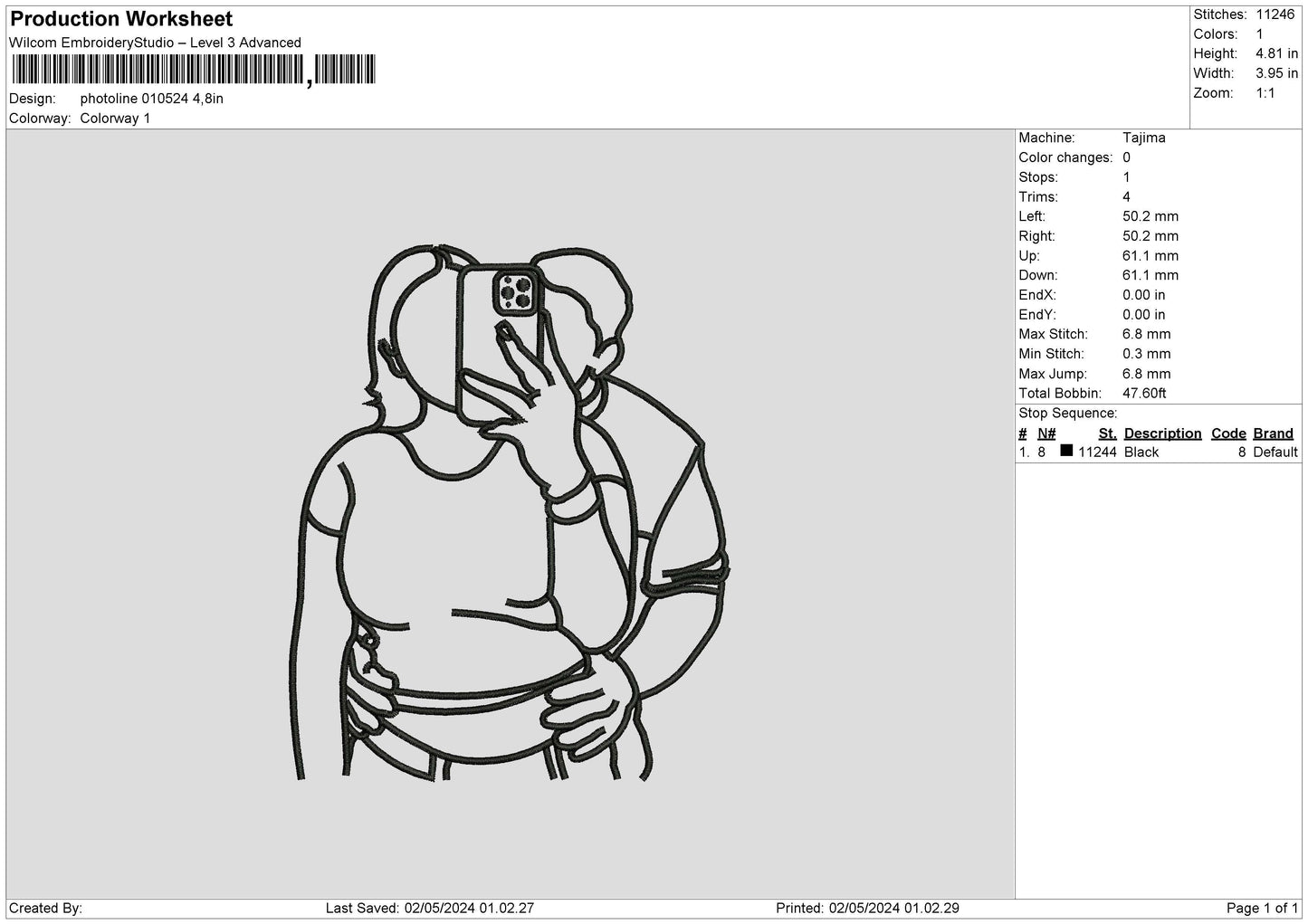 Photoline 0105 Embroidery File 6 sizes