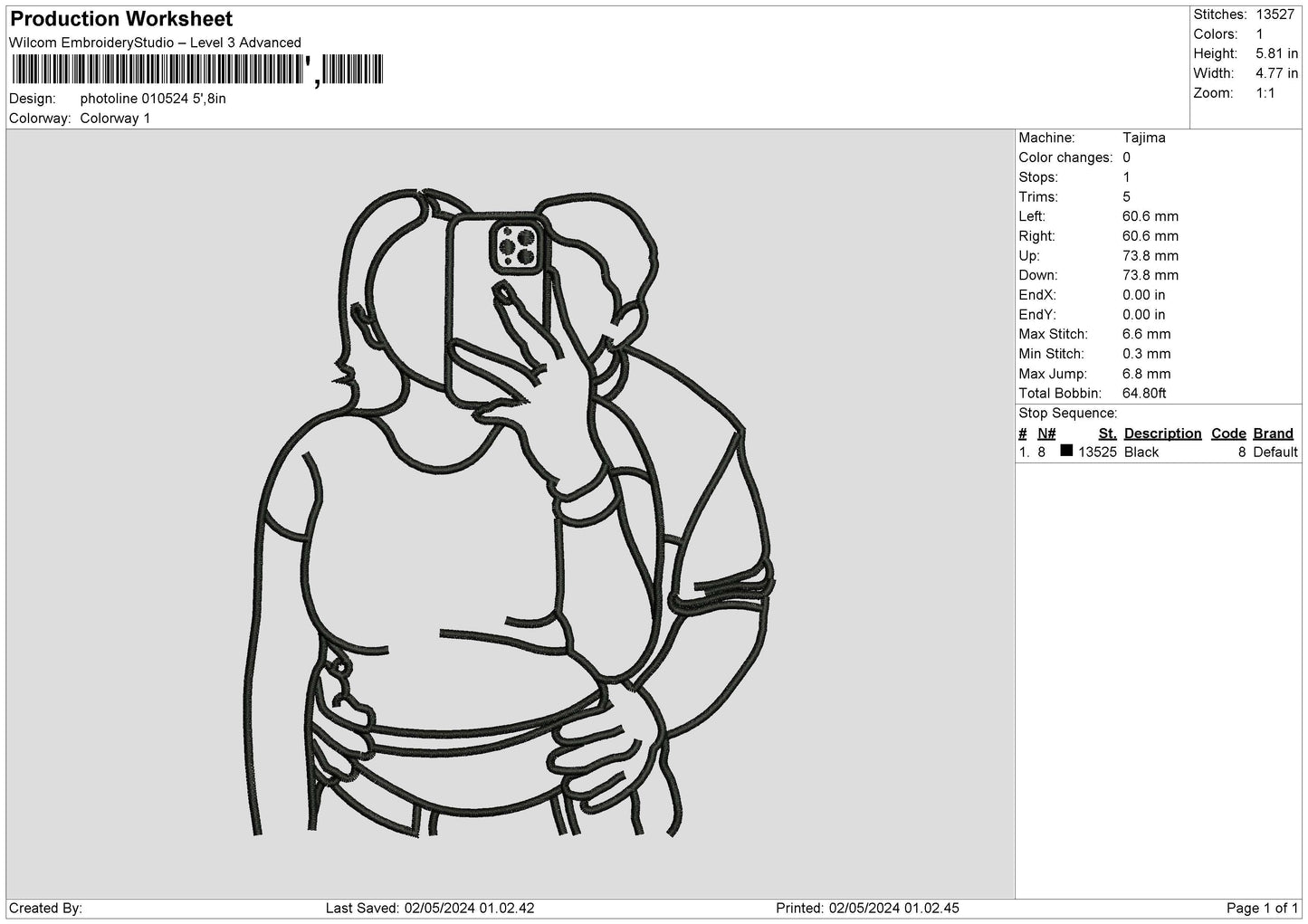 Photoline 0105 Embroidery File 6 sizes