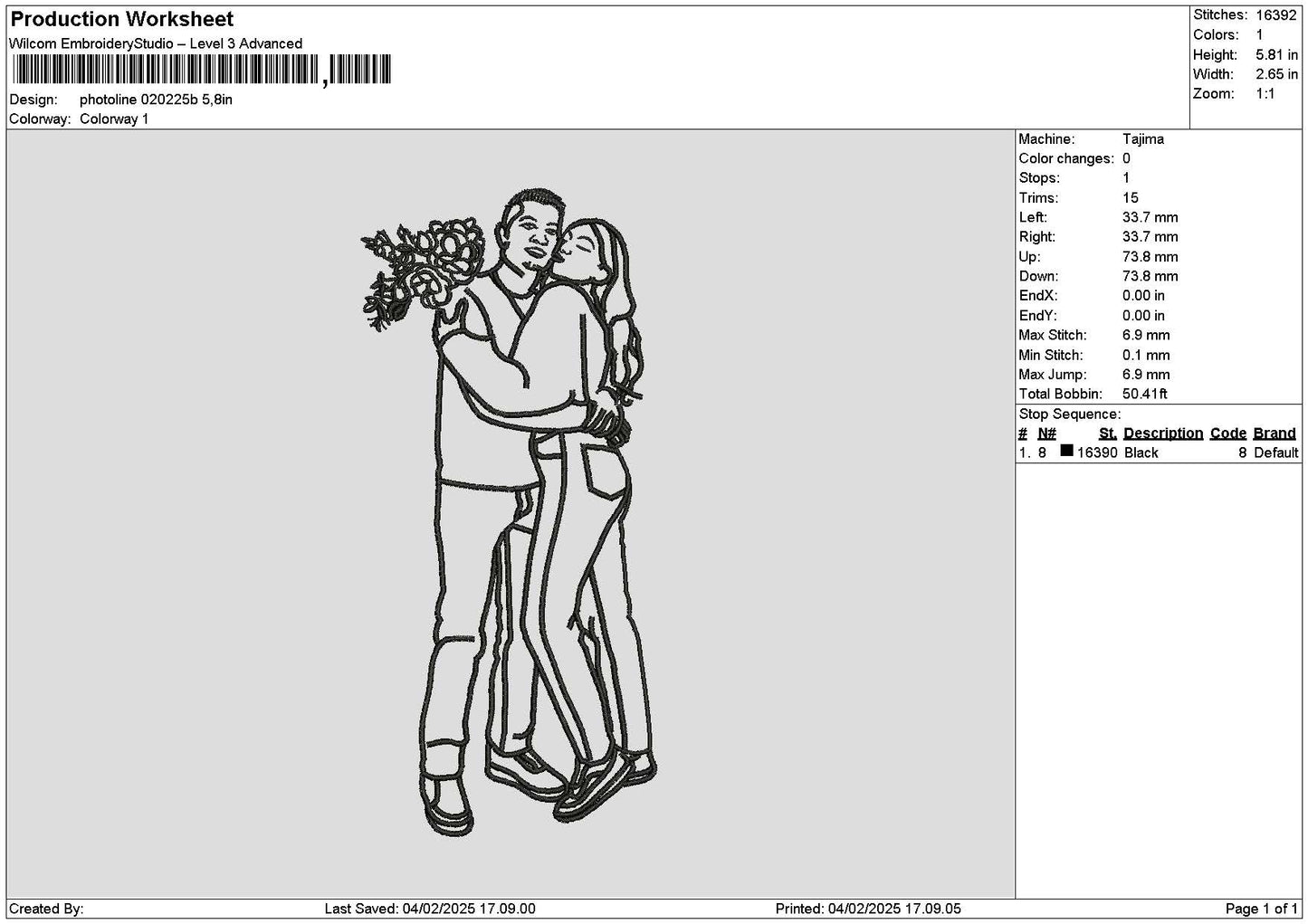 Photoline 0202b Embroidery File 6 sizes
