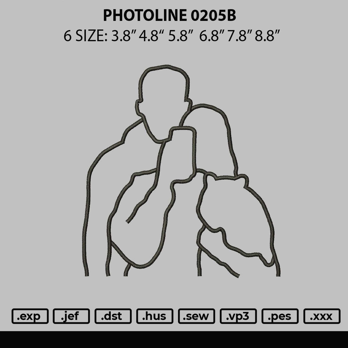 Photoline 0205b Embroidery file 6 sizes