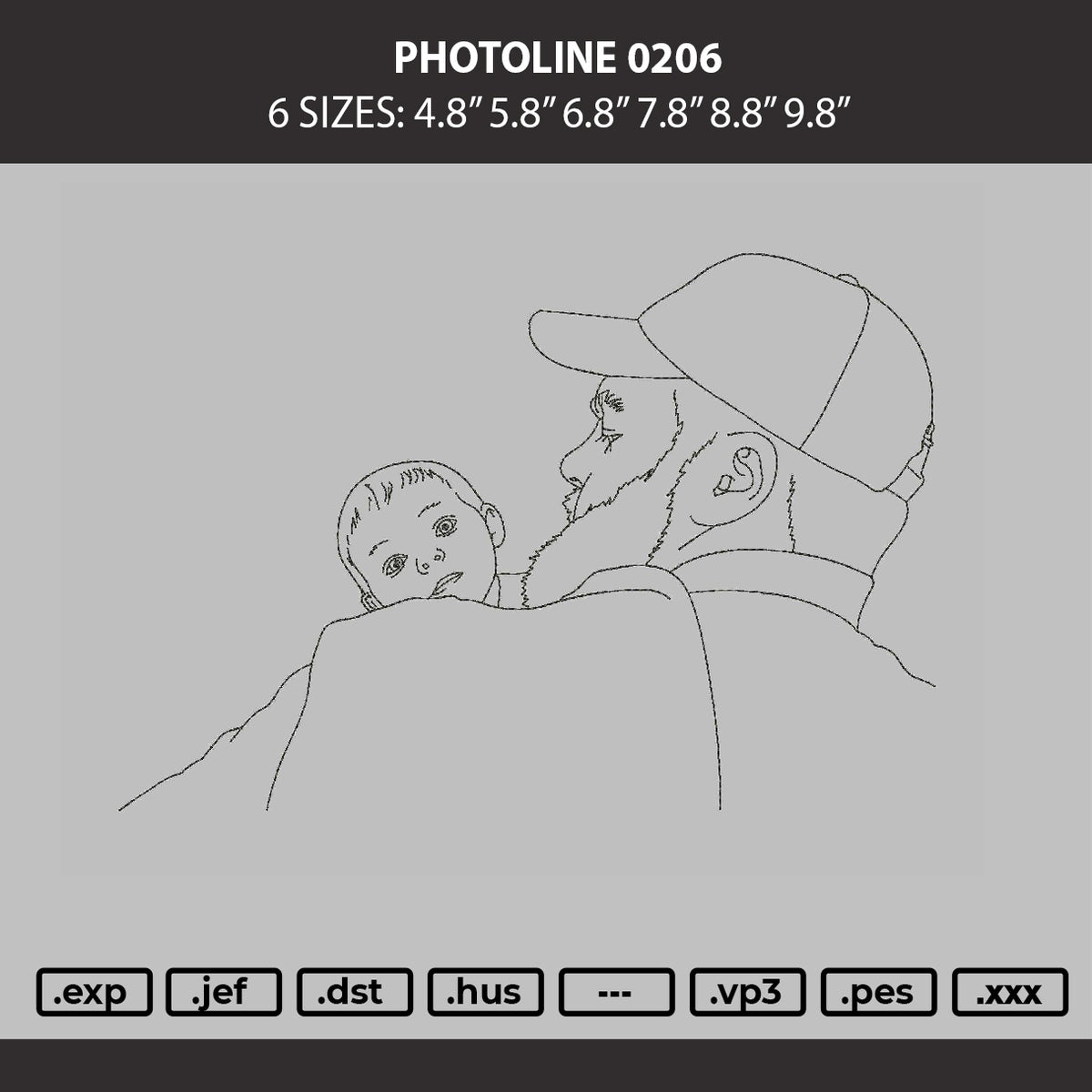 Photoline 0206 Embroidery Machine Design File 6 sizes
