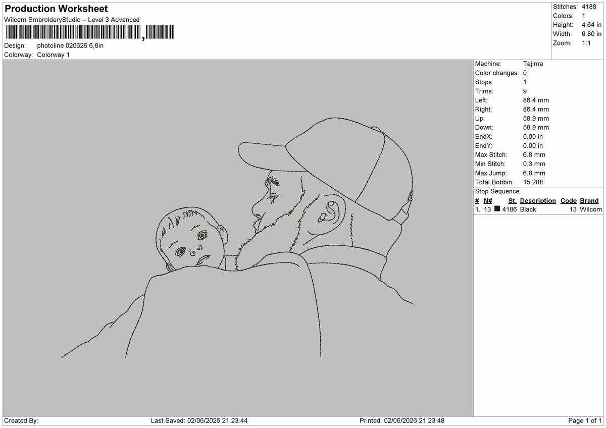 Photoline 0206 Embroidery Machine Design File 6 sizes