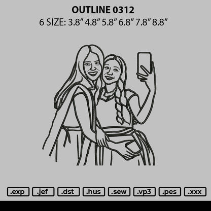Outline 0312 Embroidery File 6 sizes