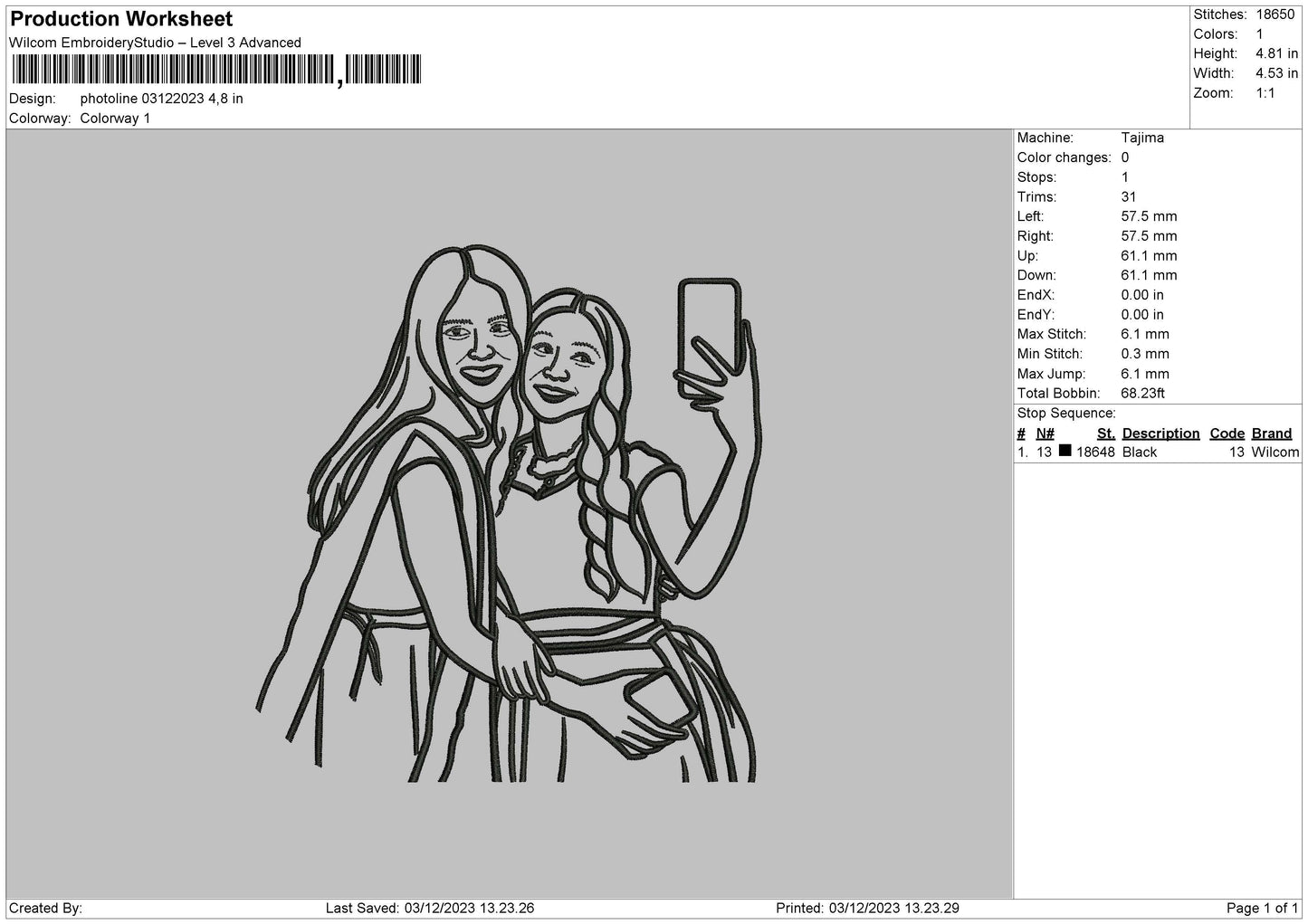 Outline 0312 Embroidery File 6 sizes
