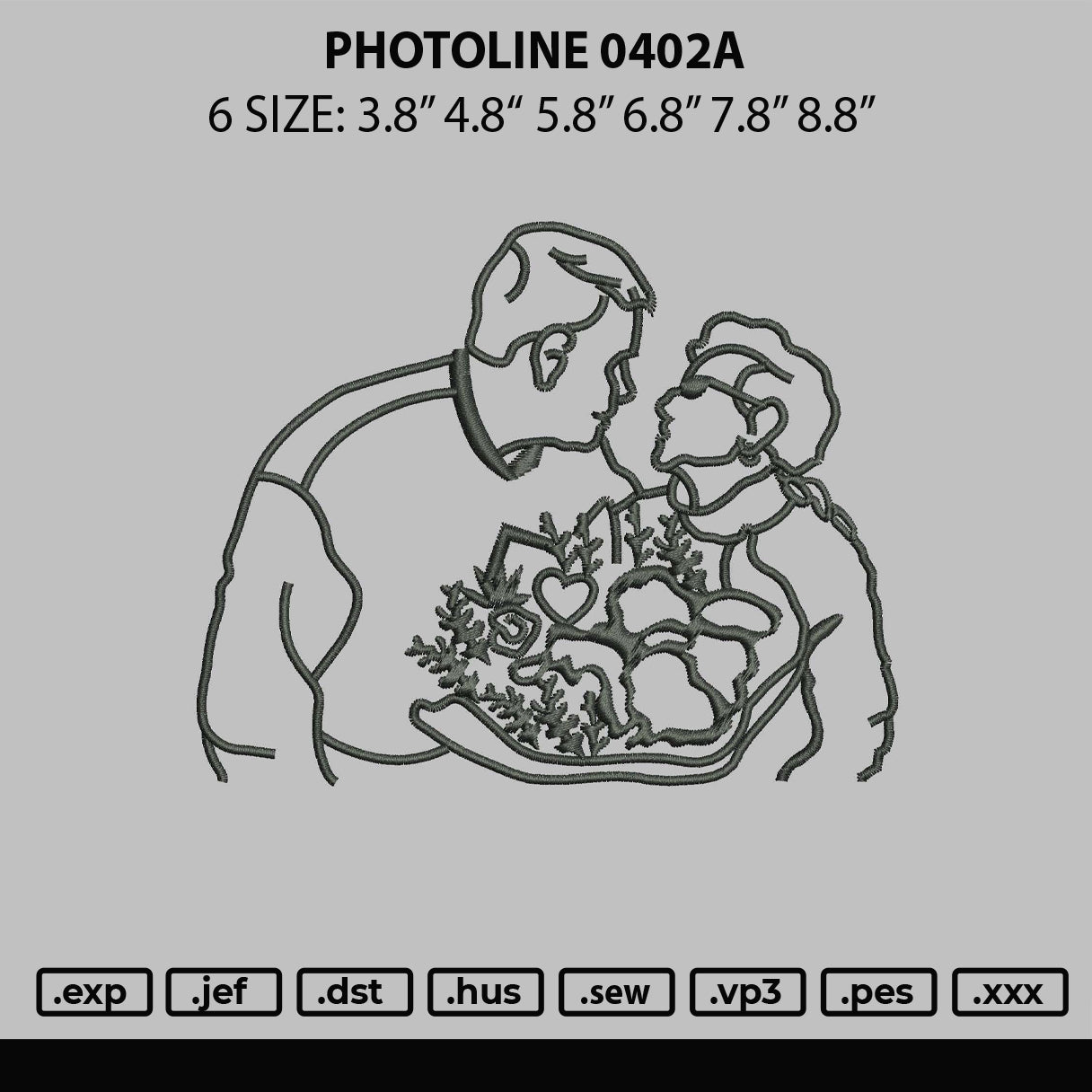 Photoline 0402a Embroidery File 6 sizes