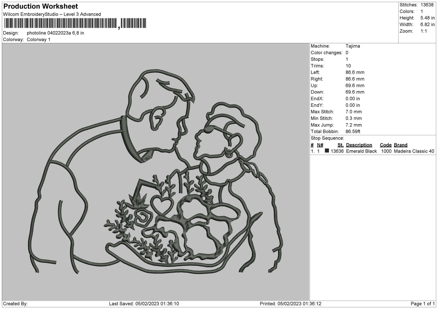 Photoline 0402a Embroidery File 6 sizes
