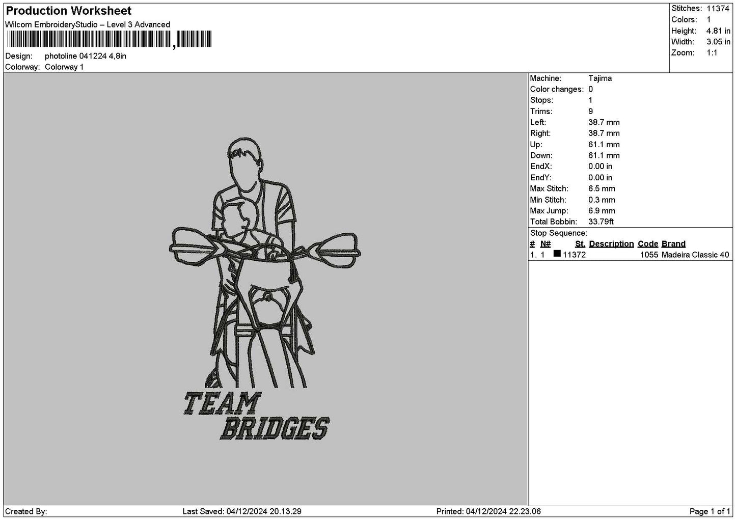 Photoline 0412 Embroidery File 6 sizes