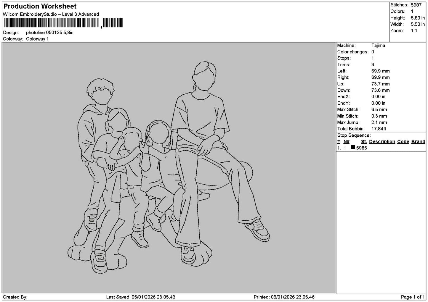 Photoline 0501 Embroidery File 6 sizes