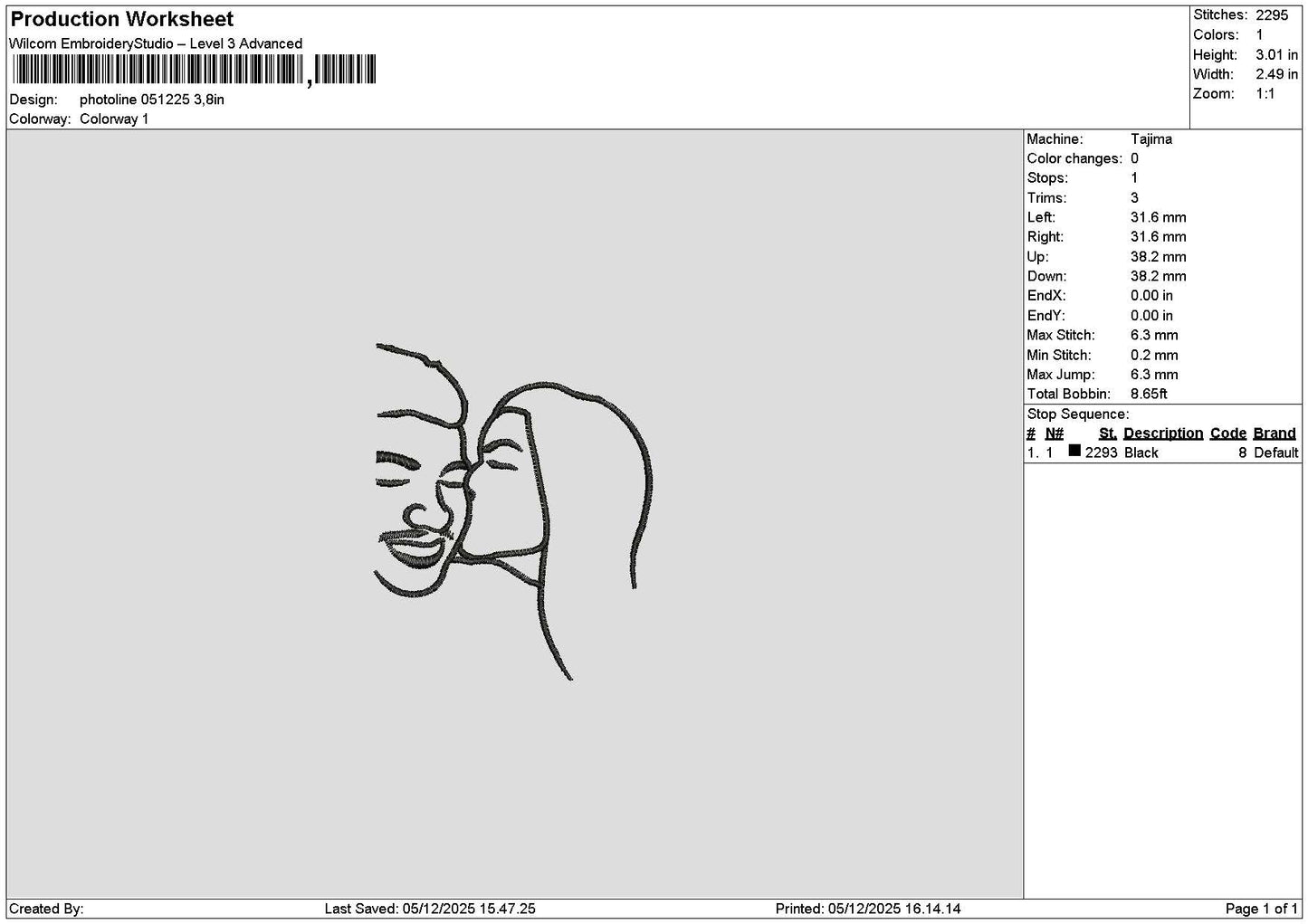 Photoline 0512 Embroidery File 6 sizes