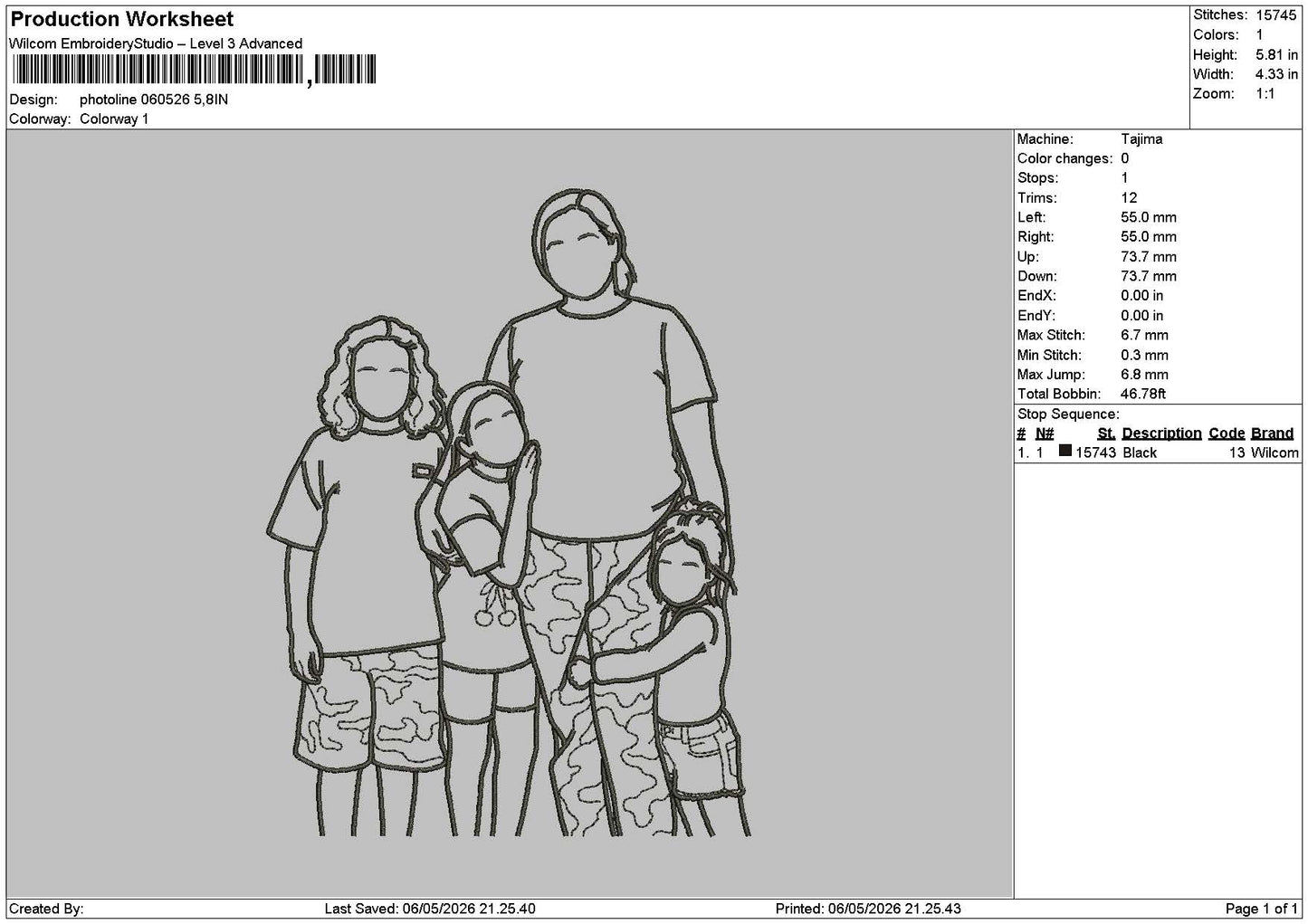 Photoline 0605 Embroidery File 6 sizes