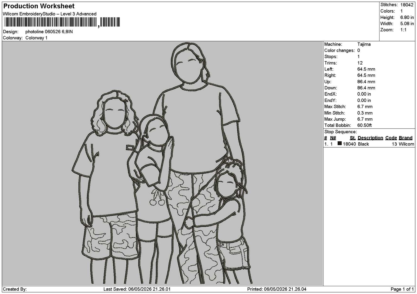Photoline 0605 Embroidery File 6 sizes