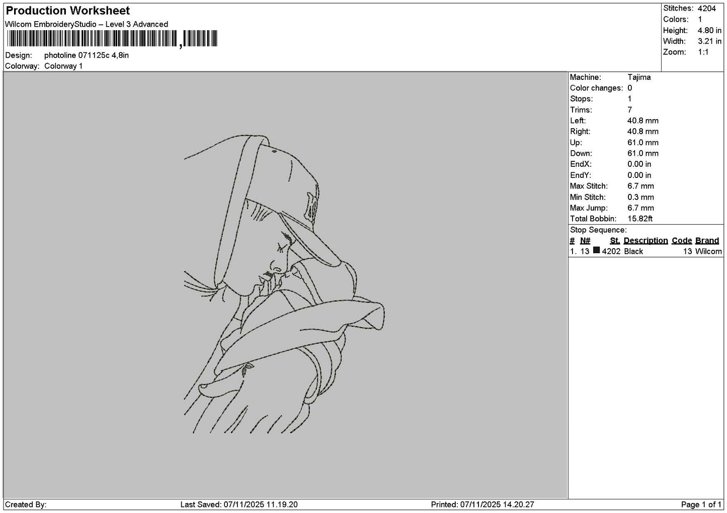Photoline 0711c Embroidery File 6 sizes