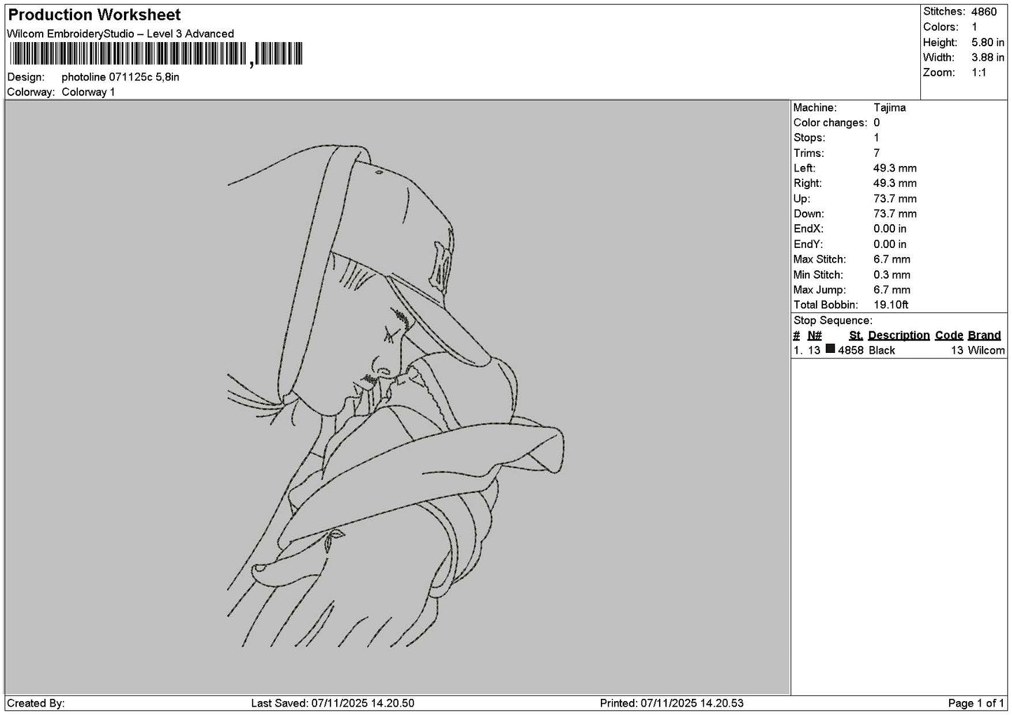 Photoline 0711c Embroidery File 6 sizes