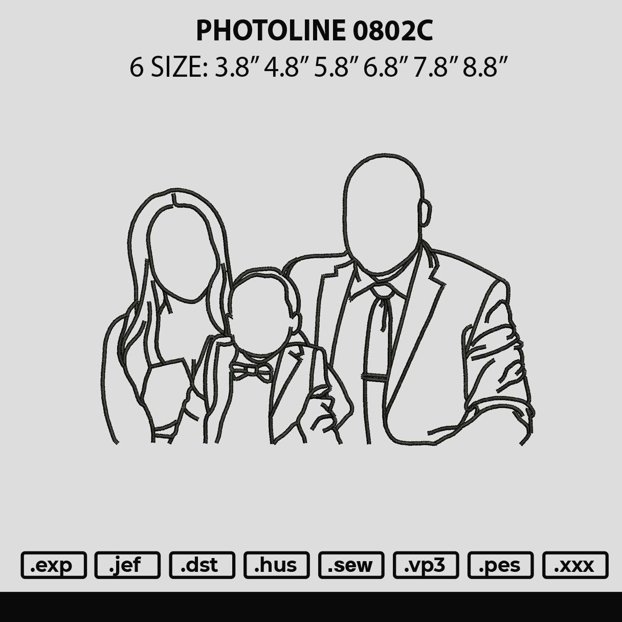 Photoline 0802c Embroidery File 6 sizes