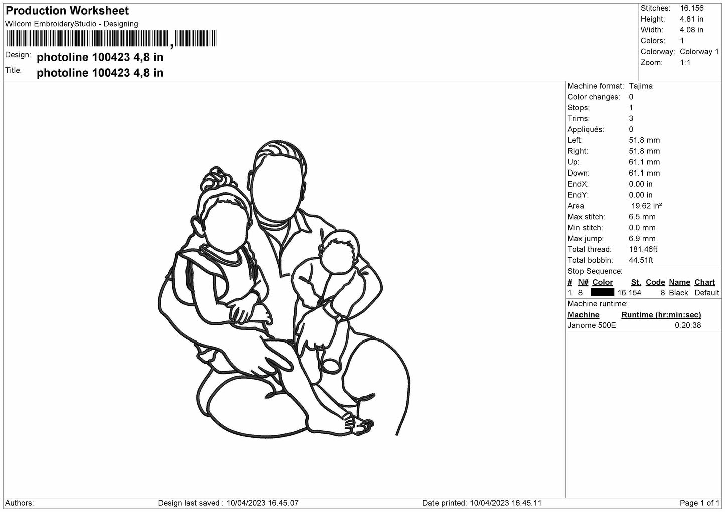 Photoline 1004 Embroidery File 6 sizes