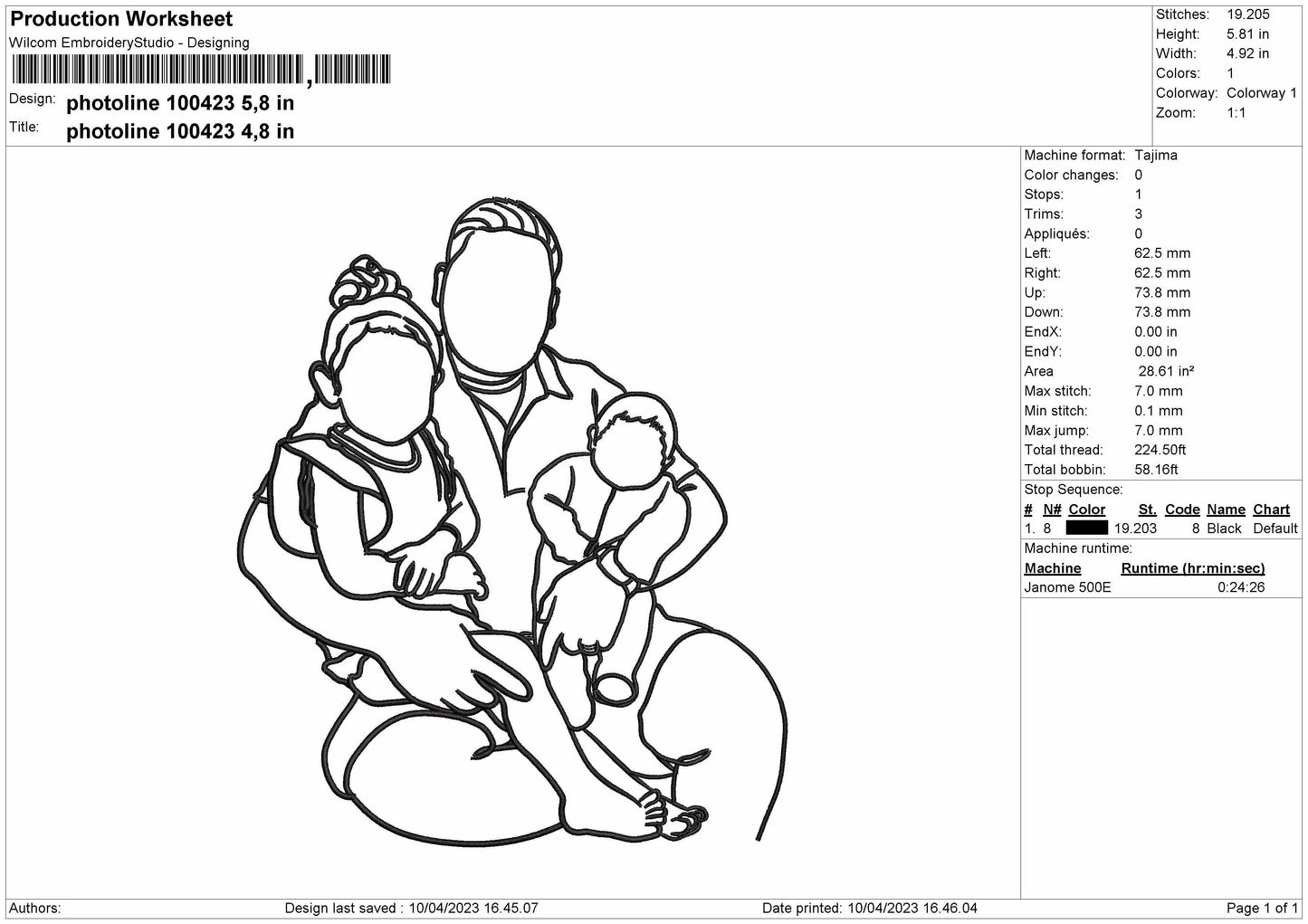 Photoline 1004 Embroidery File 6 sizes