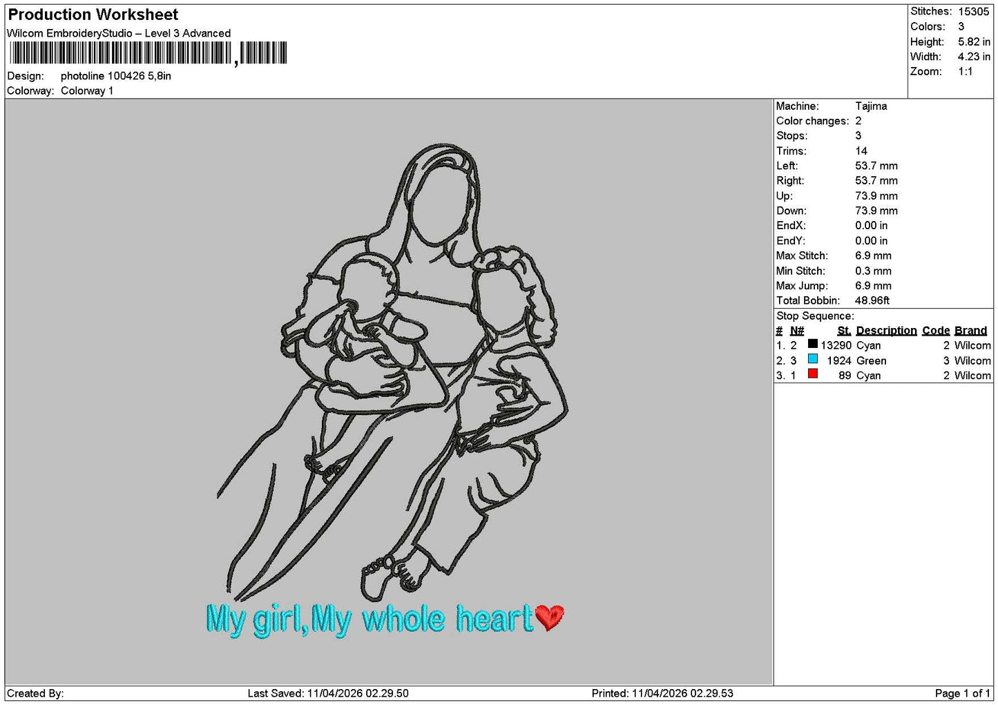 Photoline 1004 Embroidery File 6 sizes