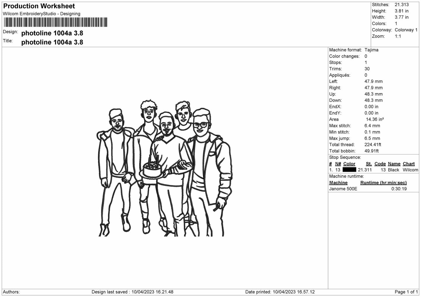Photoline 1004a Embroidery File 6 sizes