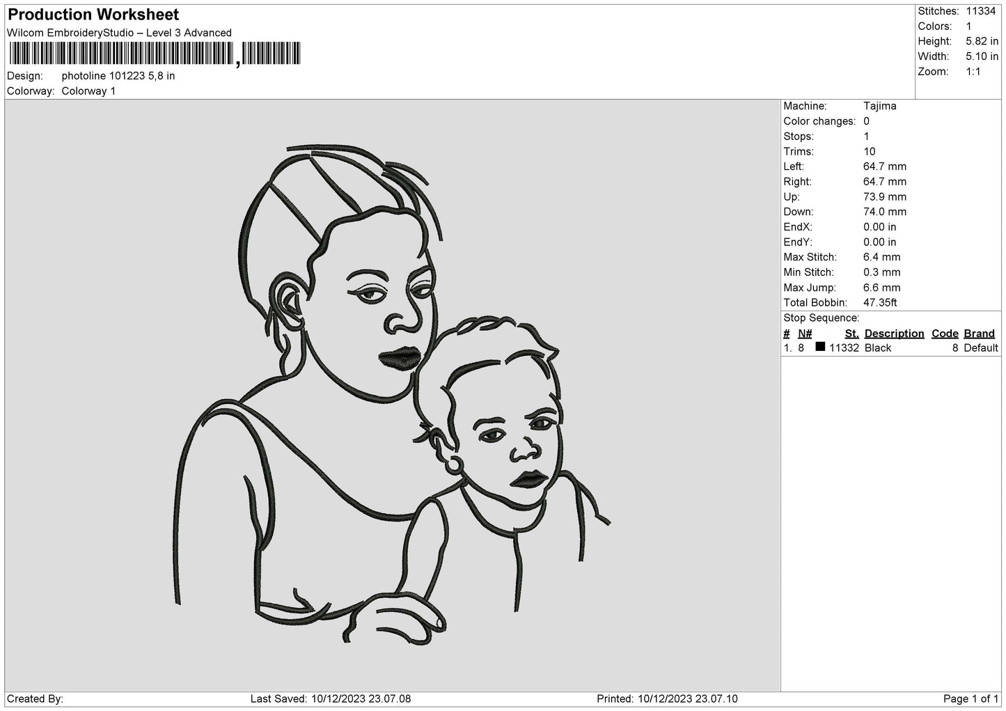 Photoline 1012 Embroidery File 6 sizes