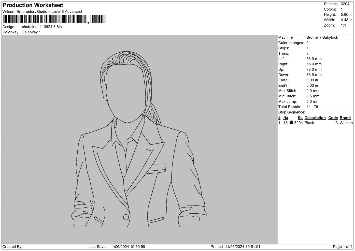 Photoline 1024 Embroidery File 6 sizes