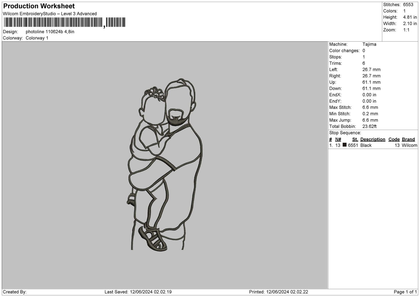 Photoline 1106b Embroidery File 6 sizes
