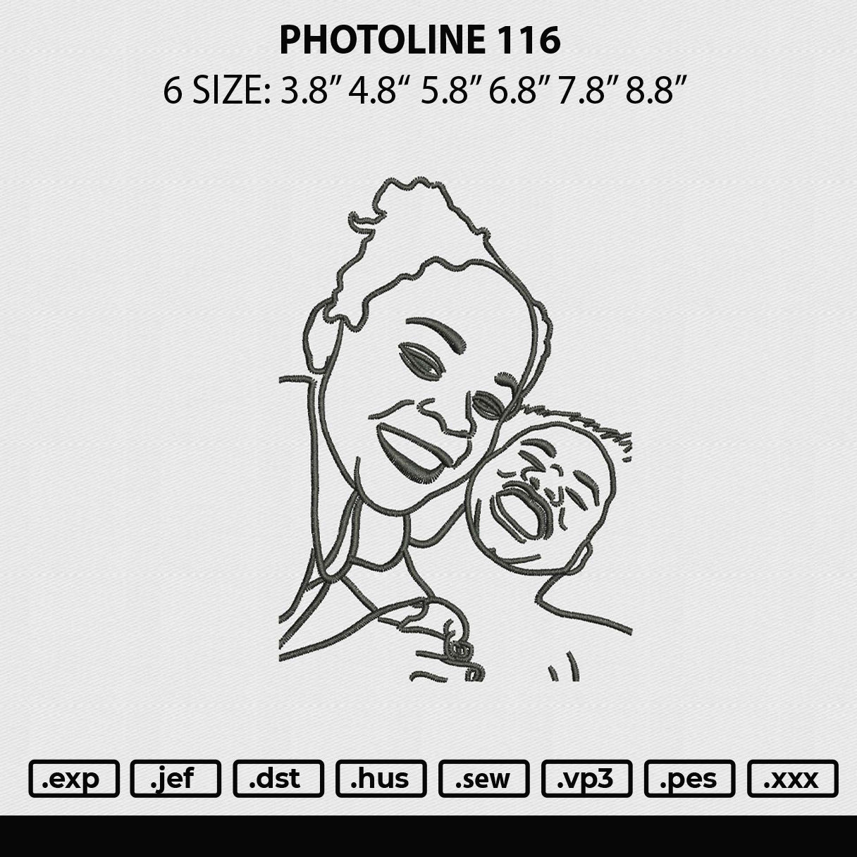 Photoline 116 Embroidery File 6 sizes