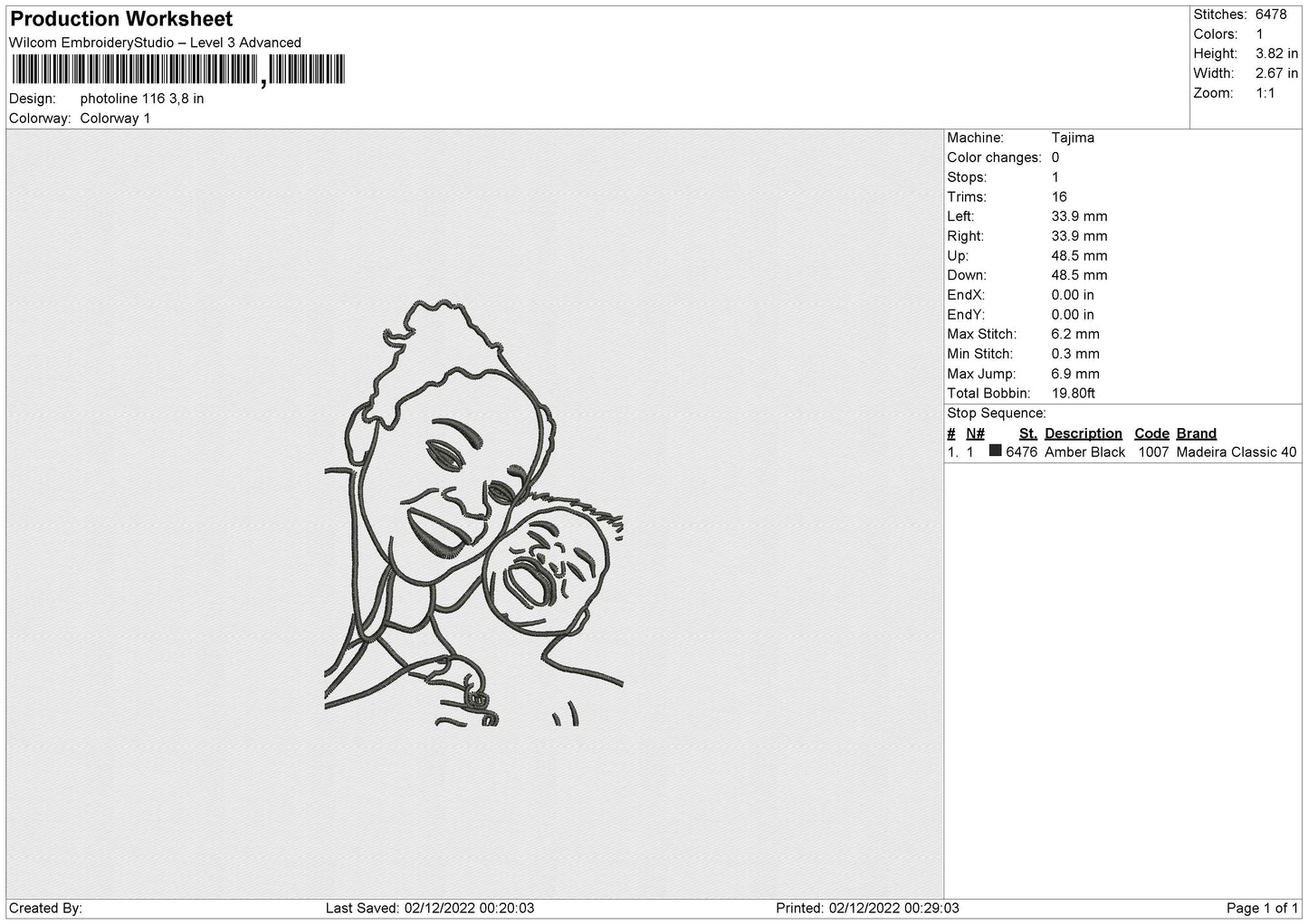 Photoline 116 Embroidery File 6 sizes
