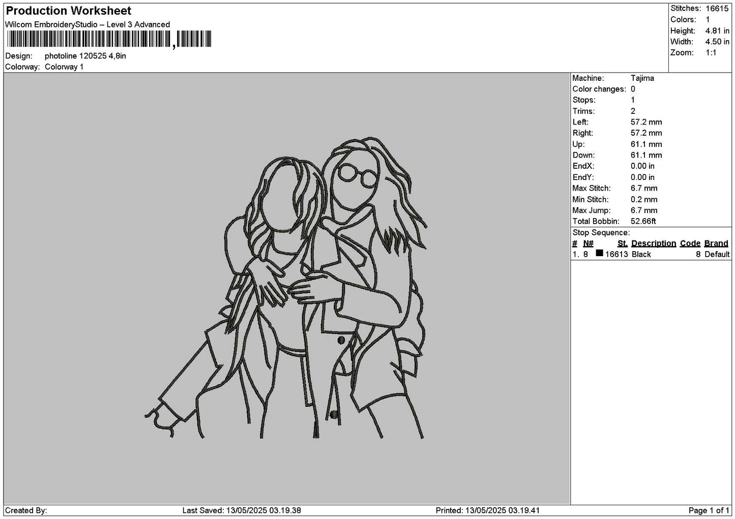Photoline 1205 Embroidery File 6 sizes