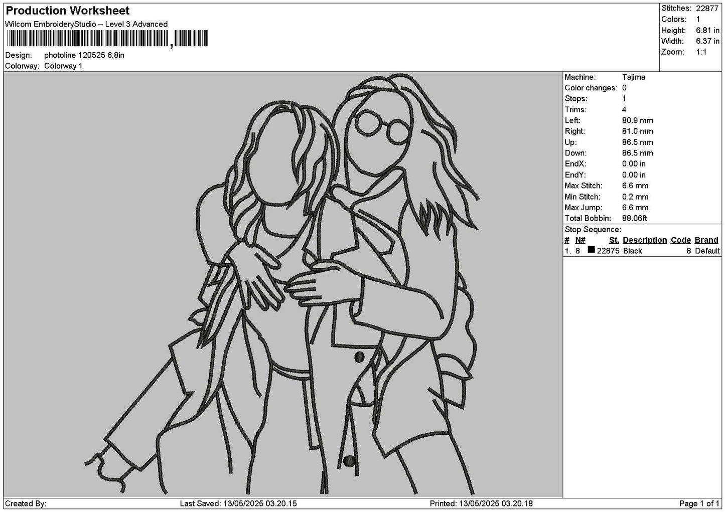 Photoline 1205 Embroidery File 6 sizes