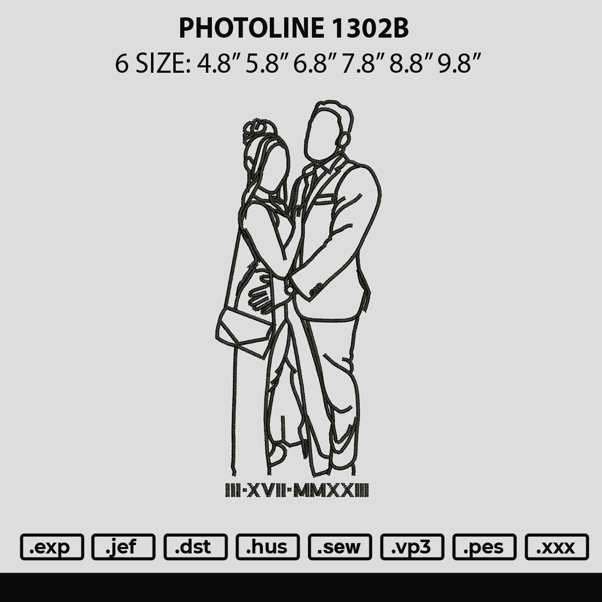 Photoline 1302b Embroidery File 6 sizes