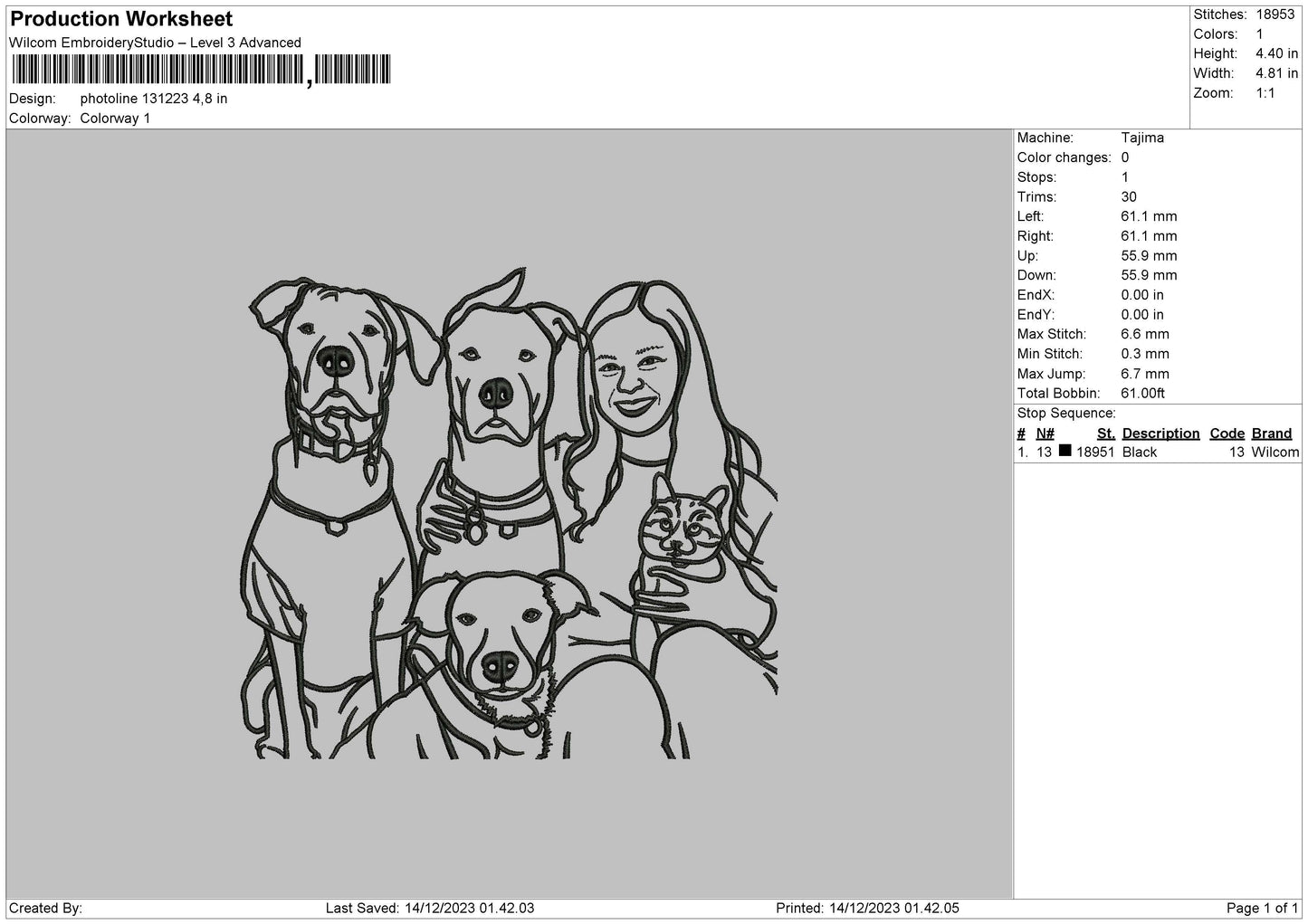 Photoline 1312 Embroidery File 6 sizes