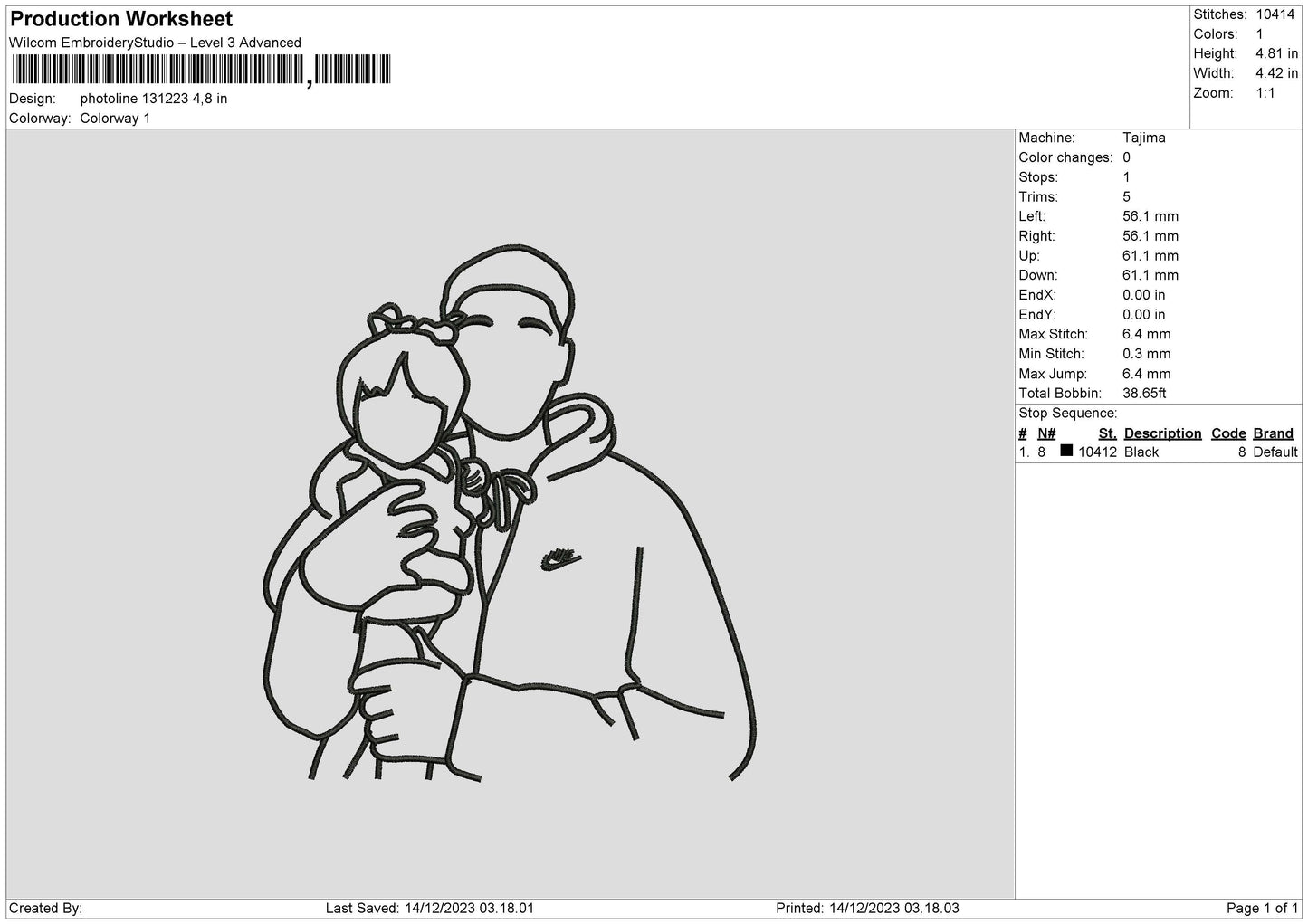 Photoline 1323 Embroidery File 6 sizes