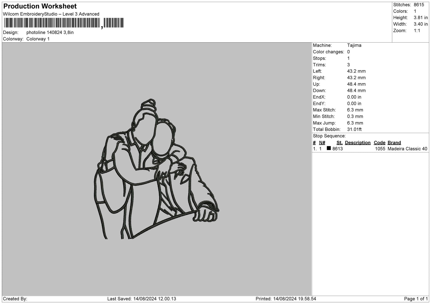Photoline 1408 Embroidery File 6 sizes