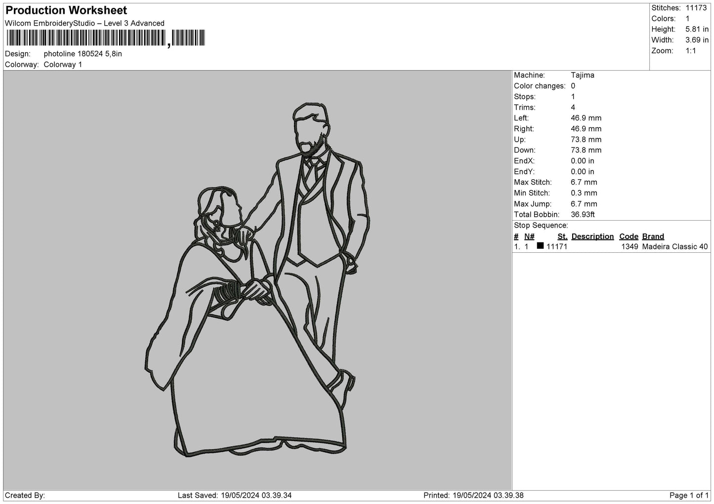 Photoline 1805 Embroidery File 6 sizes