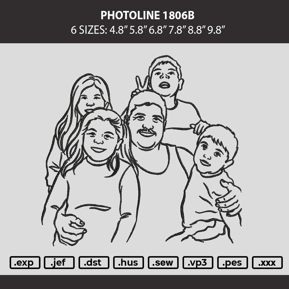 Photoline 1806b Embroidery Machine Design File 6 sizes