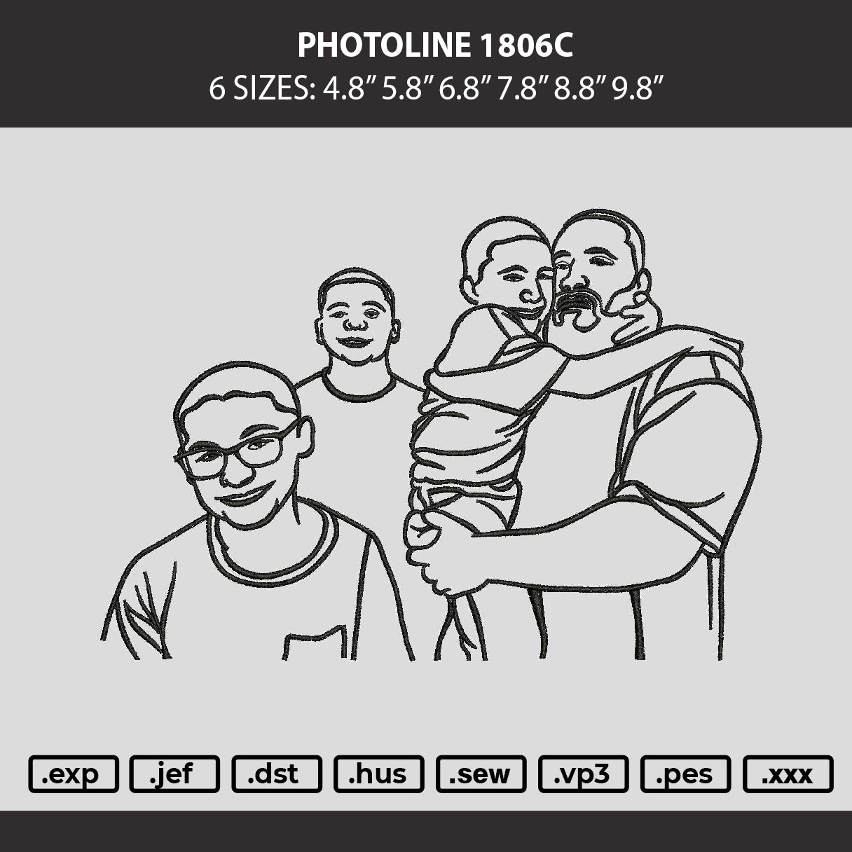 Photoline 1806c Embroidery Machine Design File 6 sizes