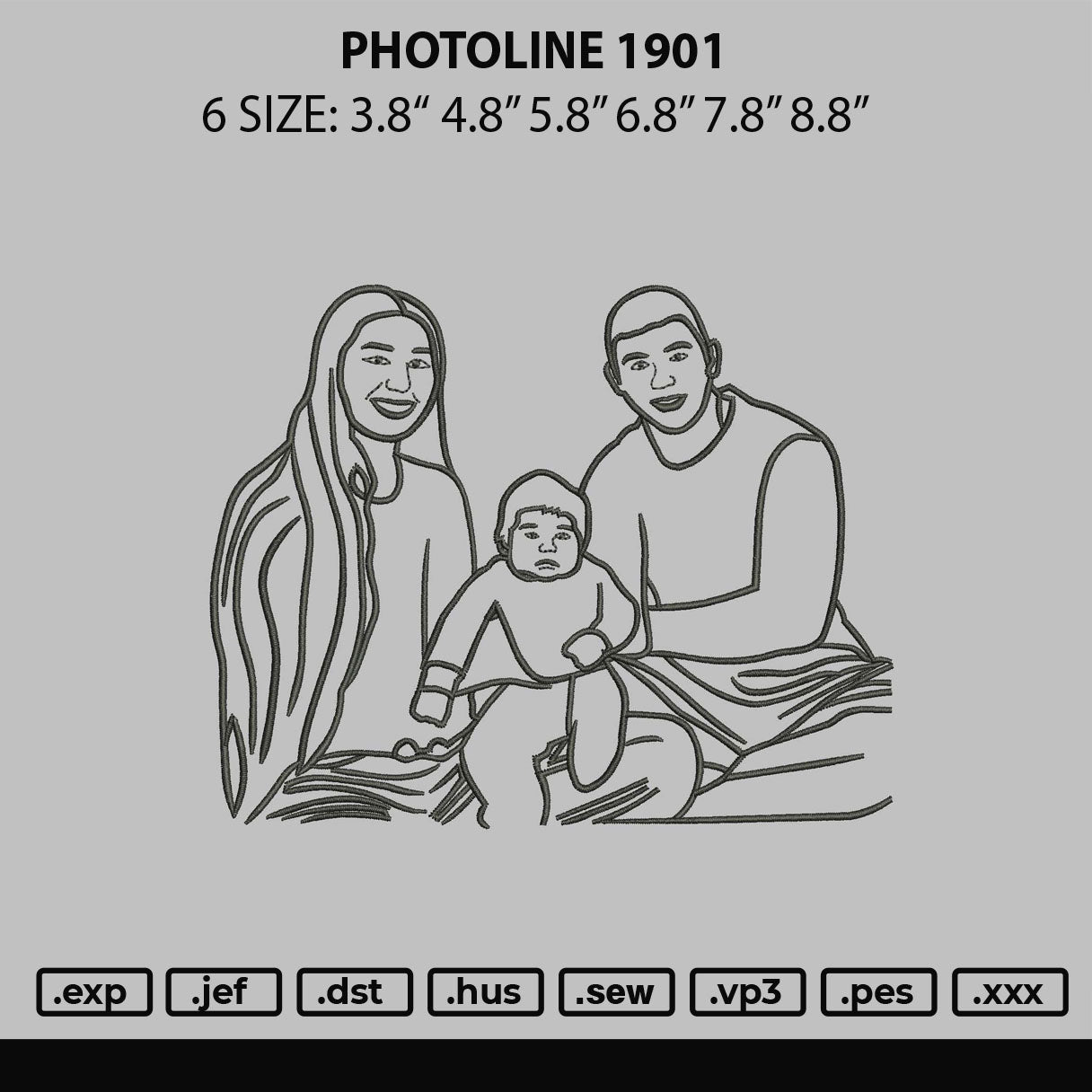 Photoline 1901 Embroidery File 6 sizes