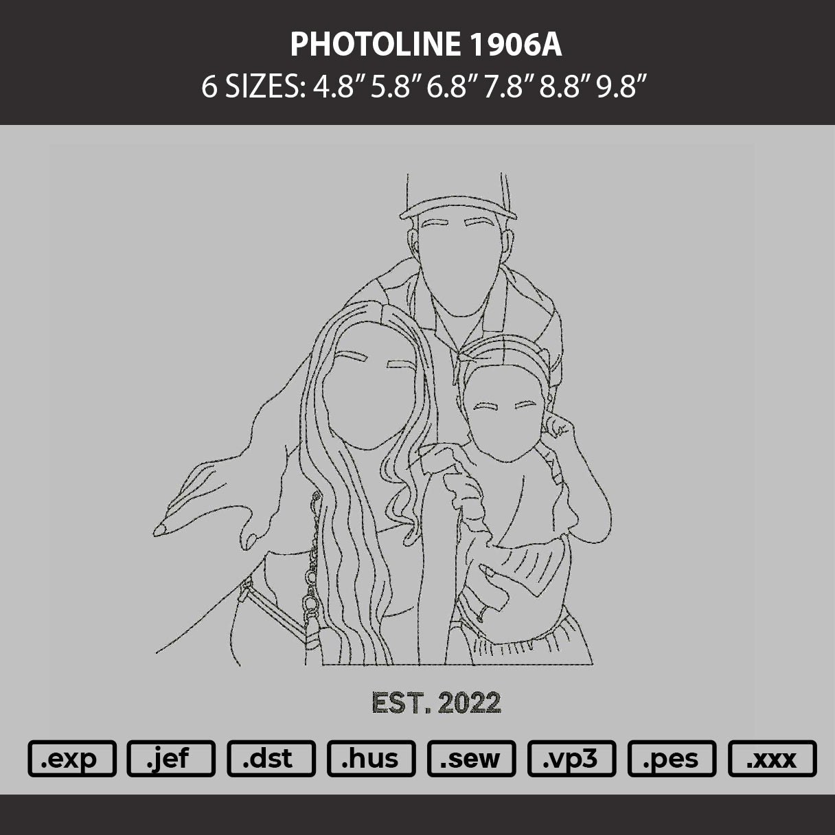 Photoline 1906a Embroidery Machine Design File 6 sizes
