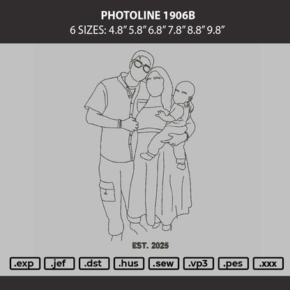 Photoline 1906b Embroidery Machine Design File 6 sizes