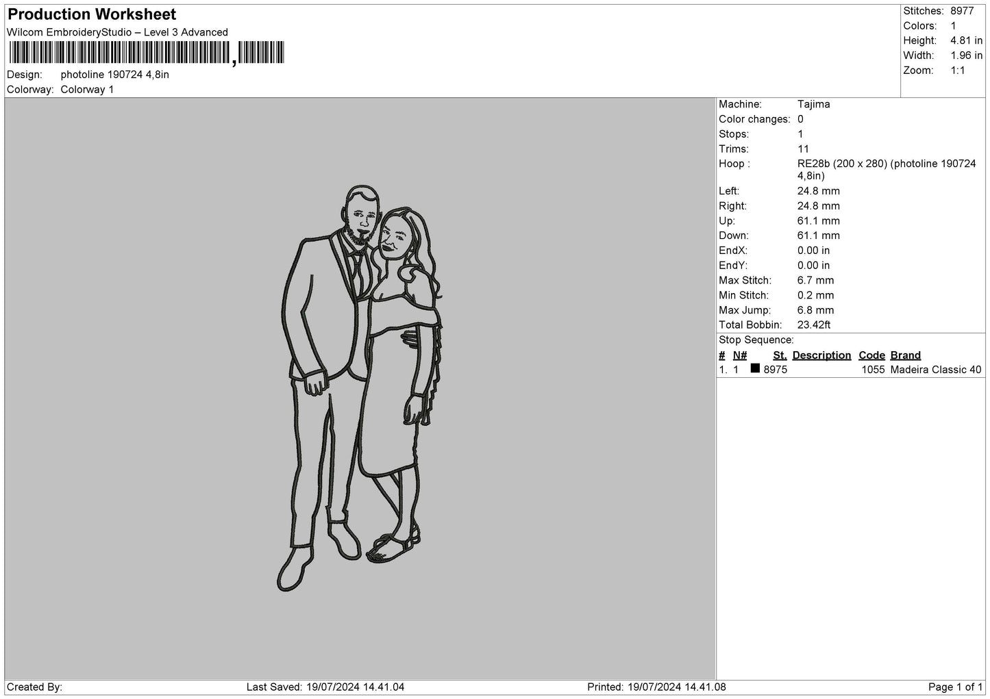 Photoline 1907 Embroidery File 6 sizes