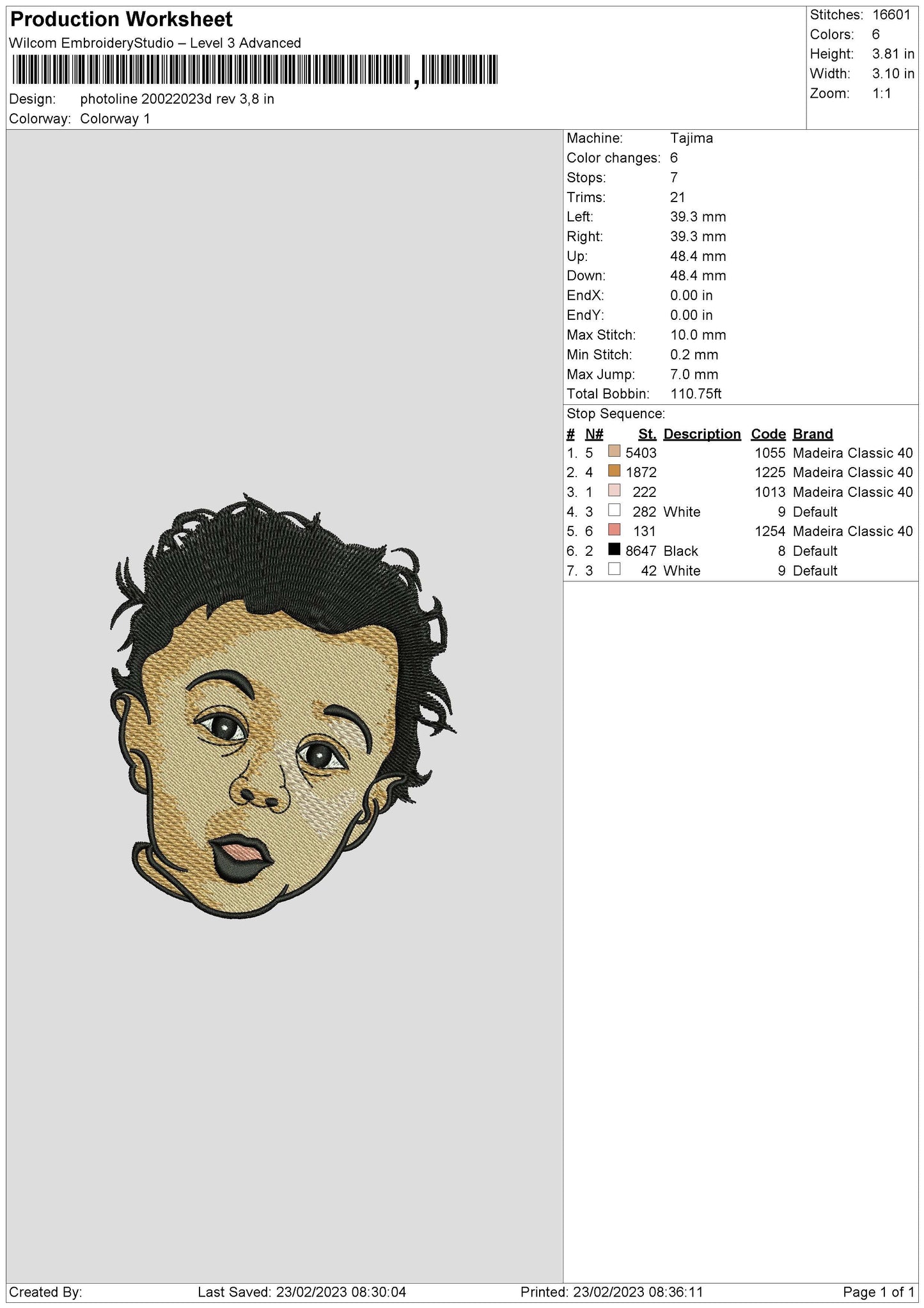 Photoembro 2002d Embroidery File 6 sizes