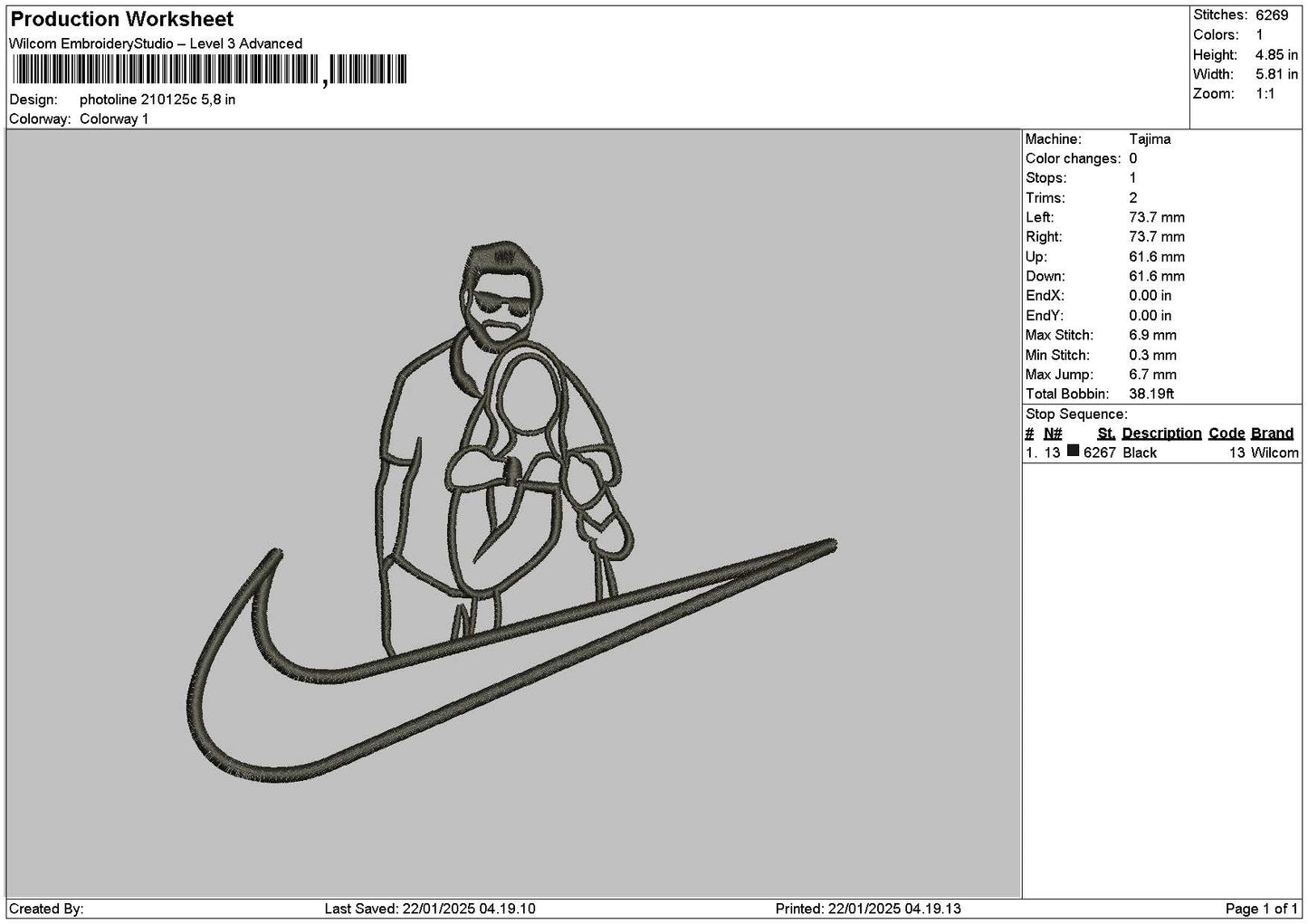 Photoline 2101c Embroidery File 6 sizes