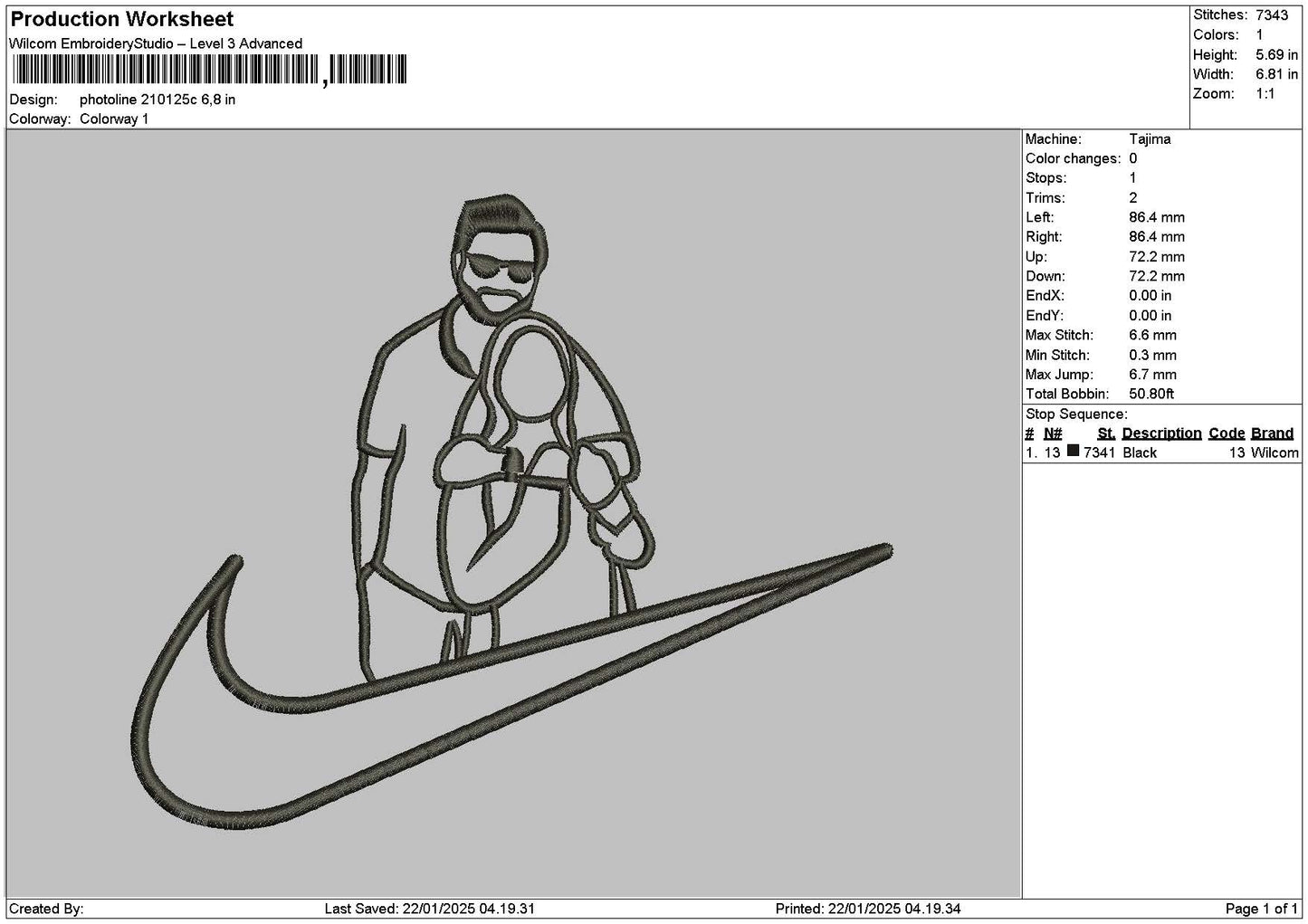 Photoline 2101c Embroidery File 6 sizes