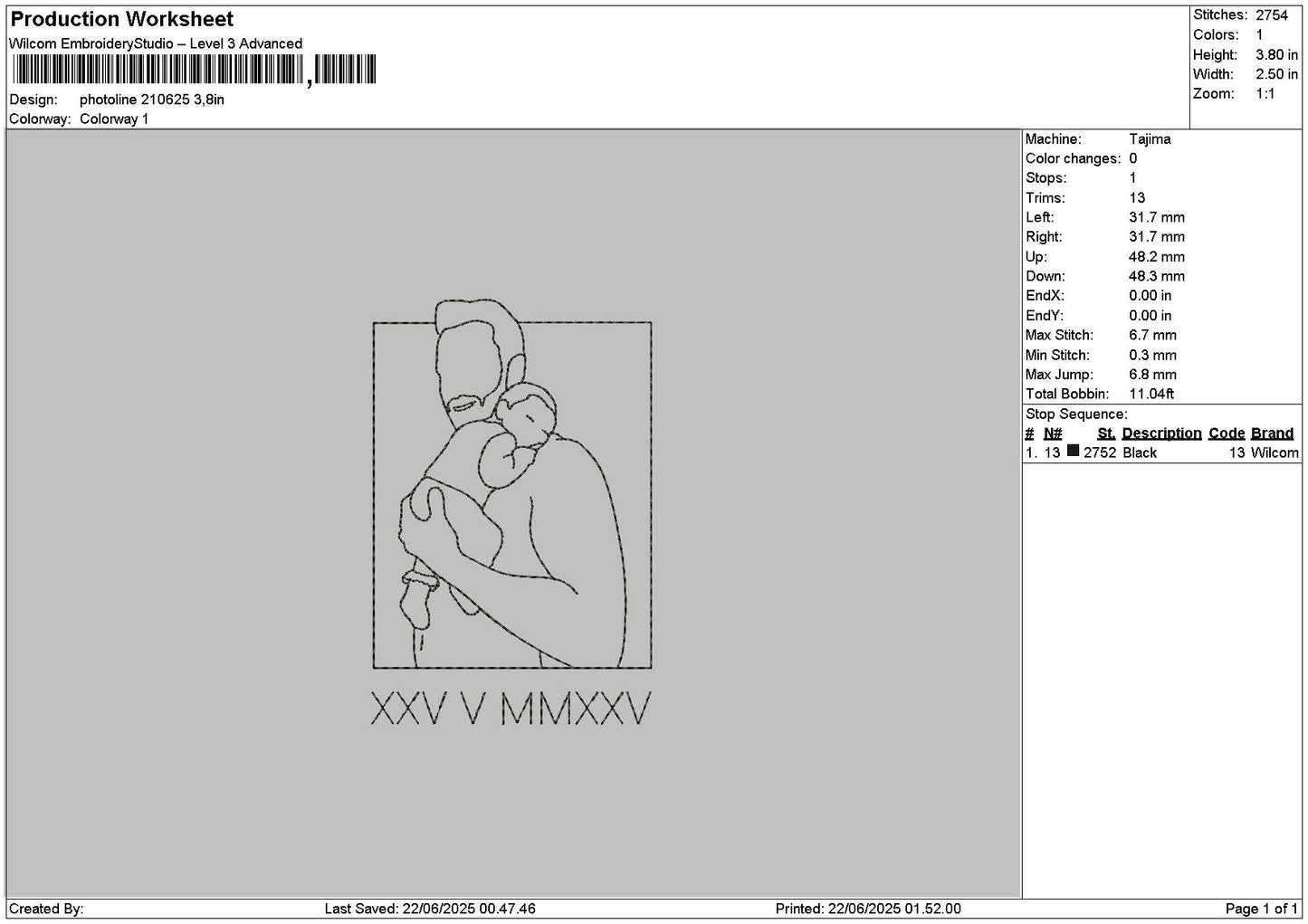 Photoline 2206 Embroidery File 6 sizes
