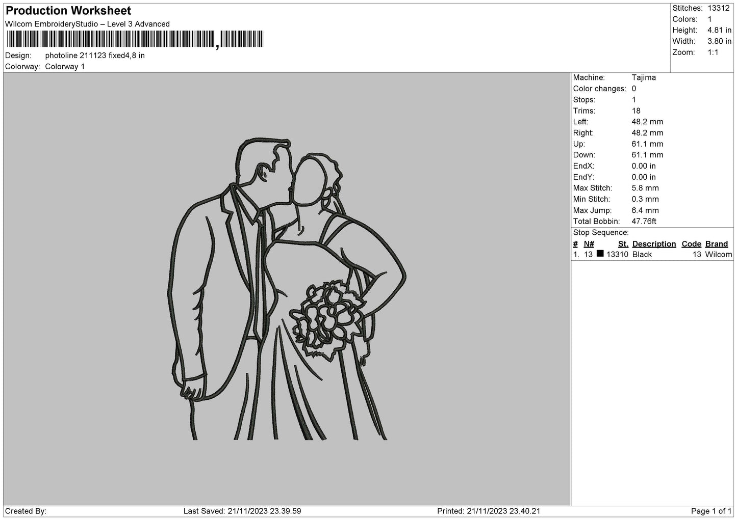 Photoline 2123 Embroidery File 6 sizes