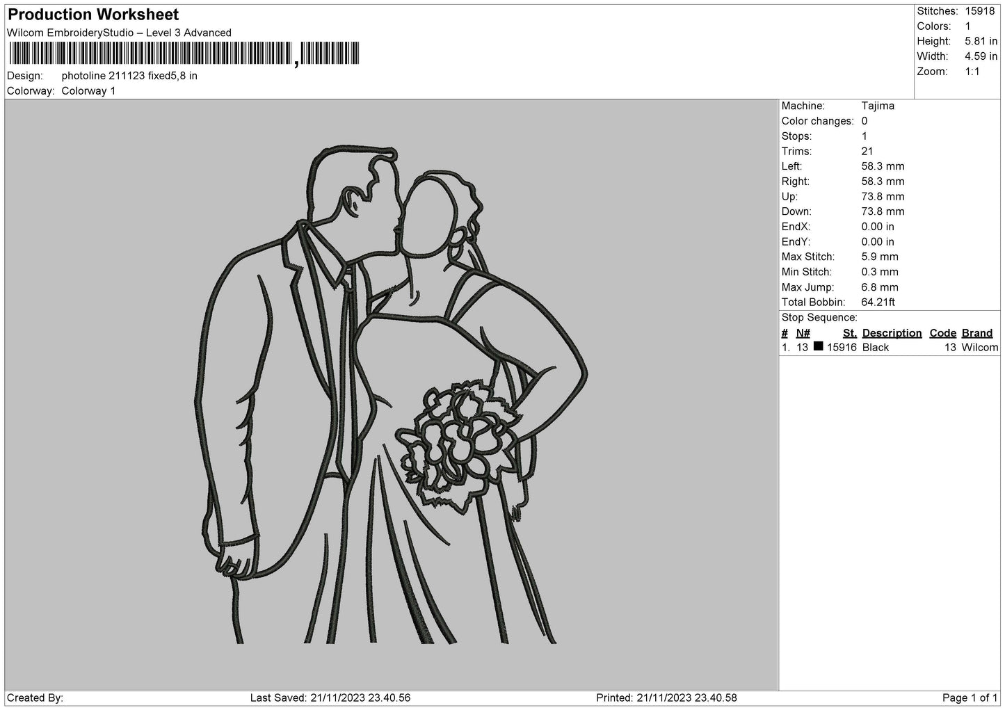 Photoline 2123 Embroidery File 6 sizes